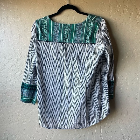 Lucky Brand‎ Chevron Green Paisley Blouse - Picture 4 of 6